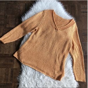 Eileen Fisher | Vintage Orange V Neck Knit Sweater | Size L